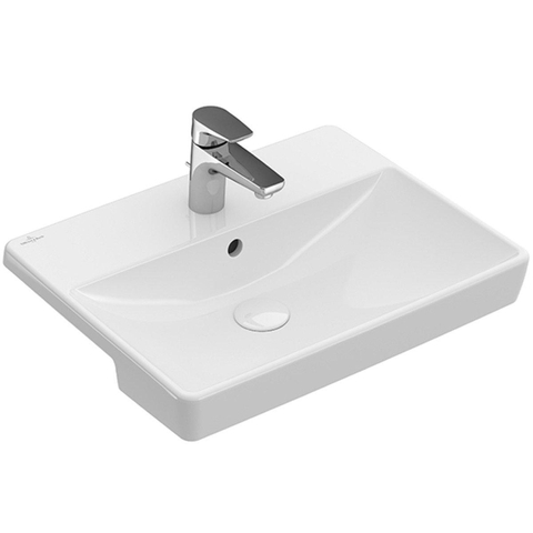 Villeroy & Boch Avento voorbouwwastafel - 55x36cm - 1 kraangat - met overloop - White Alpine (glans wit) SW106444