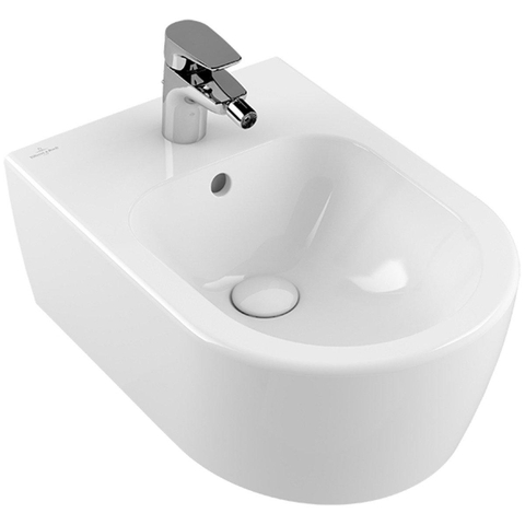 Villeroy & Boch Avento bidet wand - 37x53cm - 1 kraangat - met overloop CeramicPlus - White Alpine (glans wit) SW106449