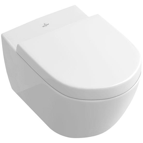 Villeroy & Boch Subway 2.0 Pack WC - WC suspendu - DirectFlush - à fond creux - abattant softclose & quickrelease - avec réservoir encastrable - plaque de commande chrome brillant - Ceramic+ - Stone White SW956281
