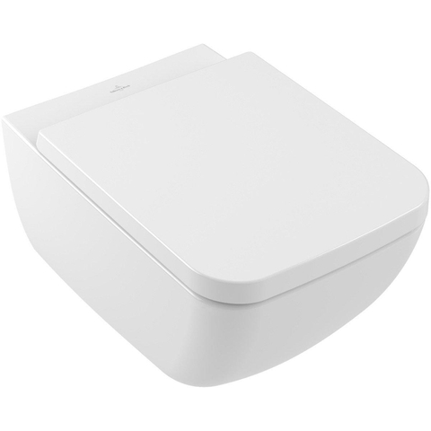 Villeroy & Boch venticello closetzitting - met deksel - met softclose en quick release RVS/wit - quickrelease - White Alpine (glans wit) SW106577