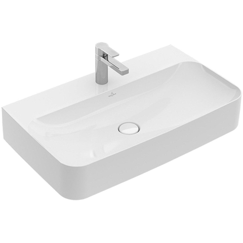 Villeroy & Boch Finion Lavabo - 800 x 470 x 165 mm - Blanc Alpin CeramicPlus - sans trop-plein - meulé SW106486