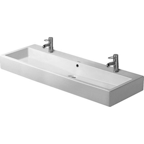 Duravit Vero Wastafel - met 2 kraangaten - met overloop - 120x47cm - met wondergliss - wit GA42169