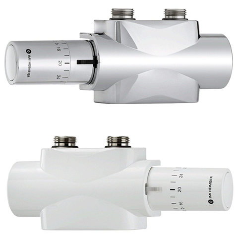 IMI Heimeier Multilux 4 1 ou 2 tuyaux kit de raccord avec Halo, droit et angle droit R1/2 - G3/4 HOH 50mm design blanc SW209106
