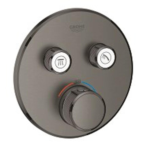 Grohe SmartControl Inbouwthermostaat - 3 knoppen - rond - brushed hard graphite (antraciet) SW225087