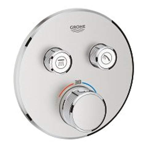 Grohe SmartControl Inbouwthermostaat - 3 knoppen - rond - Supersteel (RVS) SW225095