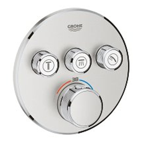Grohe Grohtherm SmartControl Inbouwkraan - thermostatisch - met omstel voor 3 functies - rond - Supersteel (RVS) SW225097