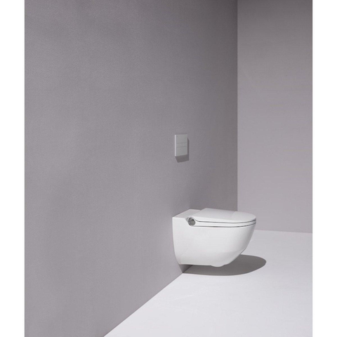 Laufen Riva Pack WC japonais cuvette murale sans bride à fond creux avec abattant frein de chute et déclipsable 39.5x60cm Blanc mat SW224214