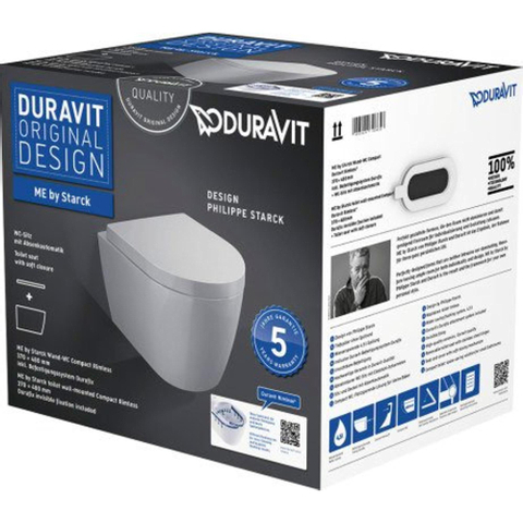 Duravit Me by starck - ME by Starck - compact - PACK - hangtoilet - afmeting pack 510 x 392 x 430 mm - zonder spoel - softclose - glans wit SW115544