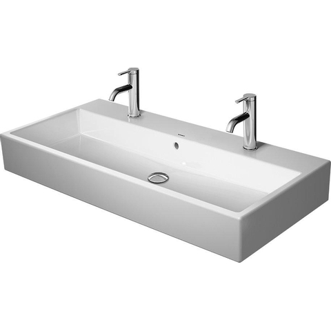 Duravit Vero air Dubbele wastafel - 100x47cm - met 2 kraangaten - met overloop - geslepen - wit SW156932