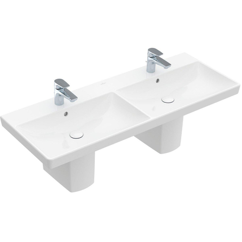 Villeroy & Boch Avento dubbele meubelwastafel - 120x47cm - 2 kraangaten - met overloop - White Alpine (glans wit) SW209499