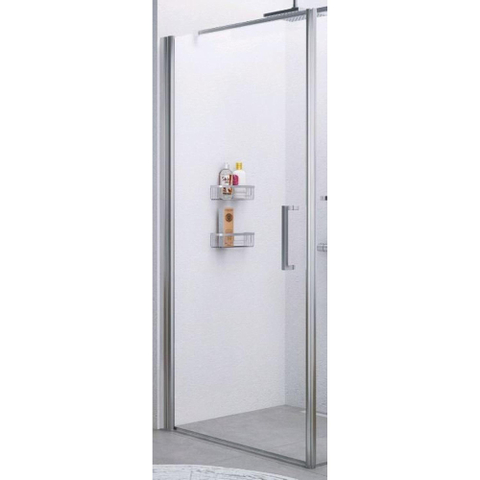 Novellini Giada porte pivotante G 84/87x195cm gauche profil chrome mat et verre clair 0334528