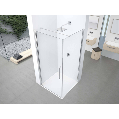 Novellini Young 2.0 FG paroi latérale 97/99x200cm pour porte battante G et porte pliante 2GS avec profil chrome mat et verre transparent 0336527