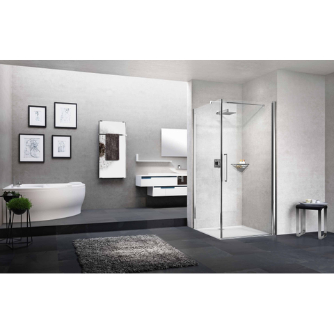 Novellini Young 2.0 FG paroi latérale 97/99x200cm pour porte battante G et porte pliante 2GS avec profil chrome mat et verre transparent 0336527