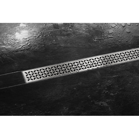 Schluter floral grille avec cadre pour caniveau de douche 70cm inox SW241625