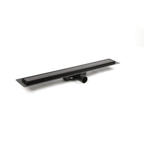 Aco ShowerDrain C caniveau de douche acier inoxydable avec bride de plancher avec grille massive, 70mm de large, garde d'odeur 30mm 685mm profondeur d'encastrement 65mm avec sortie latérale noir signal SW157271