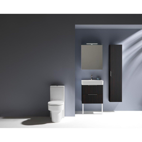 Laufen Base toiletkast 60x18.5x70cm met LED verlichting 2-zijdige spiegeldeur rechts 2 glazen legplanken en stopcontact hout/glas wit glanzend SW157434
