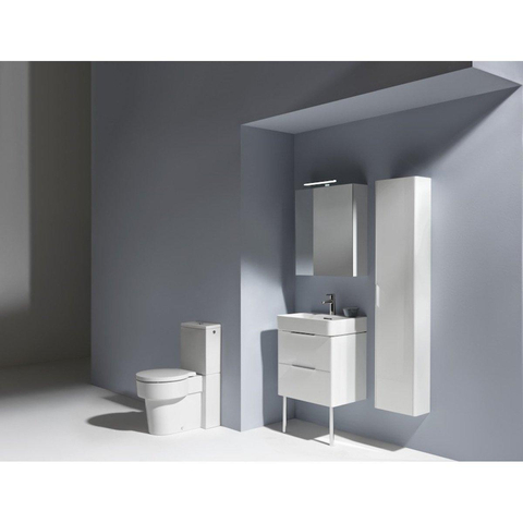 Laufen Base toiletkast 80x18.5x70cm met LED verlichting 2x 2-zijdige spiegeldeur links 2 glazen legplanken en stopcontact hout/glas mat wit mat SW157435