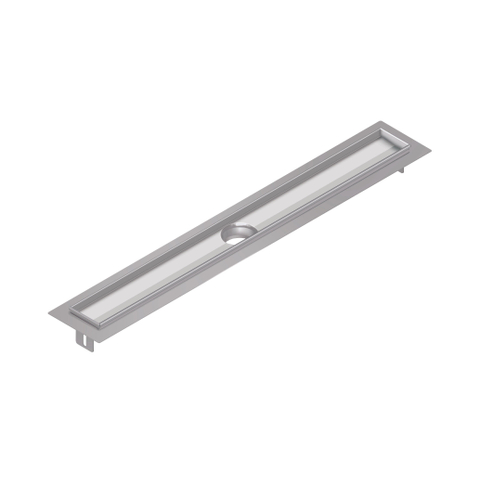 Aco FlexDrain E ShowerDrain Caniveau de douche en acier inoxydable rehausse avec bride périphérique 587mm (sans grille/siphon/piège à odeurs) avec sortie verticale SW224245