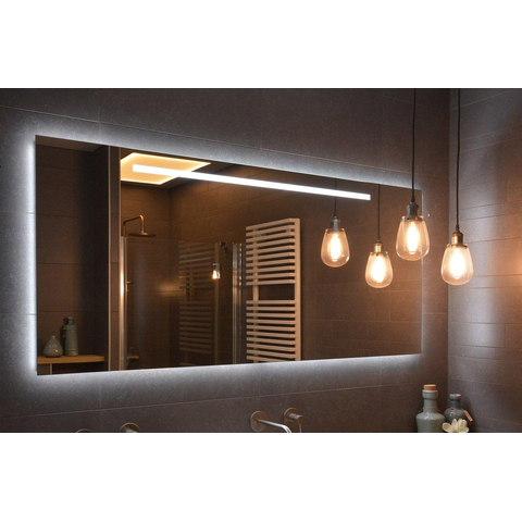 Looox X Line spiegel – 90x70 cm – directe en indirecte LED – spiegelverwarming – Zilver SW278355