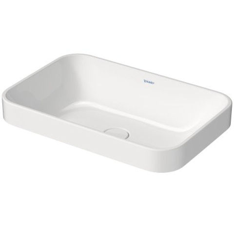 Duravit Happy D.2 Plus waskom rechthoekig - zonder kraangat - zonder overloop - 60x40cm - met keramische afdekkap - glans wit SW297018