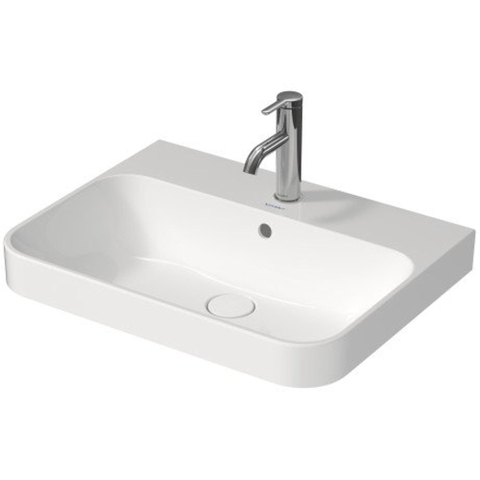 Duravit Happy D.2 Plus opbouwwastafel - met kraangat - met overloop - 60x46cm - met keramisch push-open ventiel - wit SW297030