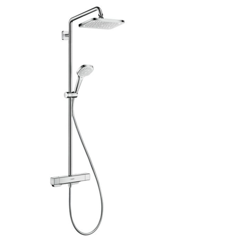 Hansgrohe Croma E280 showerpipe: mit mitigeur thermostatique m. 1jet pomme de tête m. 3jet douchette multi et flexible de douche 160cm chrome SW297280