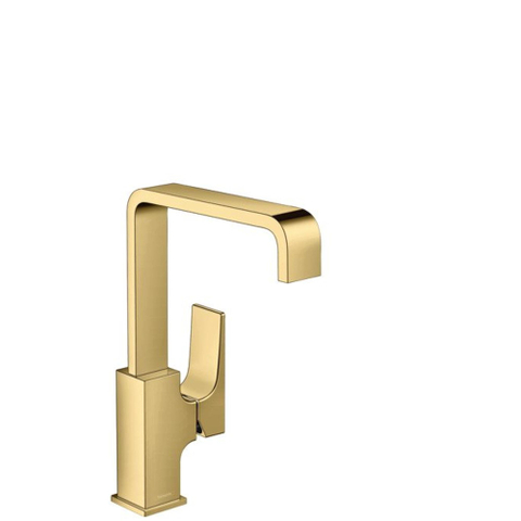 Hansgrohe Metropol Wastafelkraan - 230 met push open waste - met 120° draaibare uitloop 16.5cm - glans goud SW297573