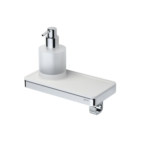 Geesa Frame Zeepdispenser met planchet en handdoekhaak Wit / Chroom SW334422