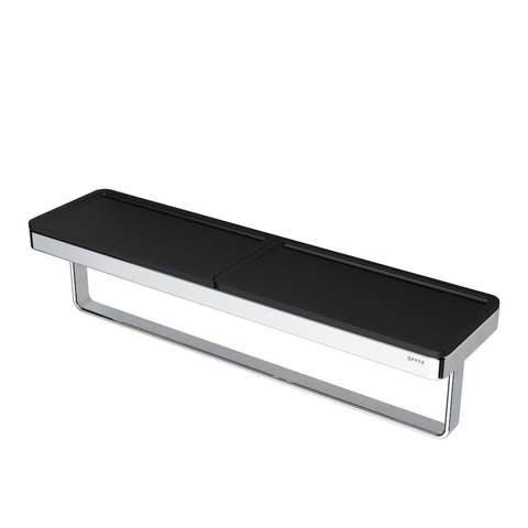 Geesa Frame Porte-serviettes avec tablette 42cm Noir / Chrome SW334324