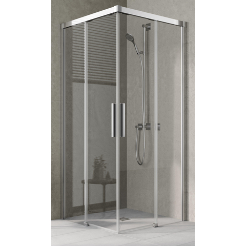 Kermi Nica porte coulissante 2 parties pour entrée d'angle sans profilé de fond (par partie) pour receveur de douche 100x200cm gauche argent brillant/transparent SW105085