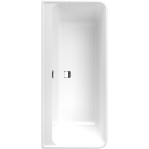 Villeroy & Boch Collaro half - vrijstaand half - vrijstaand bad - 180x80cm rechthoek overloop chroom Acryl - glans wit SW354245