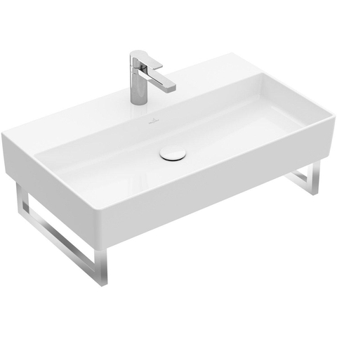 Villeroy & Boch memento 2.0 wastafel - voor handdoekhouders - 80x47cm - met overloop - 1 kraangat CeramicPlus - White Alpine (glans wit) SW336023