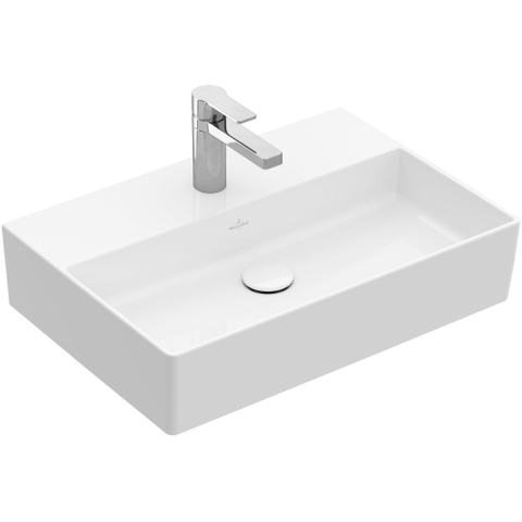 Villeroy & Boch memento 2.0 wastafel onderzijde - geslepen - 50x42cm - met overloop - 1 kraangat - White Alpine (glans wit) SW354333