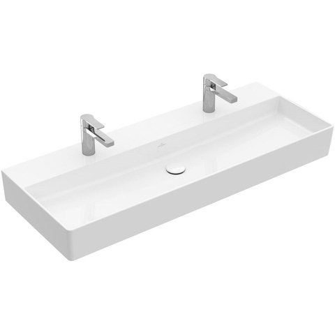 Villeroy & Boch Memento 2.0 lavabo - dessous meulé 120x47cm - avec trop-plein 2 trous de robinet ceramic+ blanc SW336067