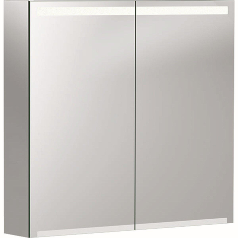 Geberit OPTION spiegelkast - met verlichting - 2 deuren - 75x70x15cm - zilver SW417201