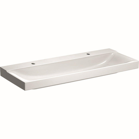 Geberit Xeno2 dubbele wastafel - 120x48cm - met 2 kraangat - zonder overloop KeraTect - wit SW417707