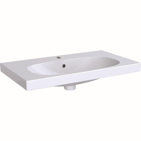 Geberit Acanto wastafel - compact - met kraangat - met overloop - 75x42.2x16.8cm wit 500632012 - wit SW417200