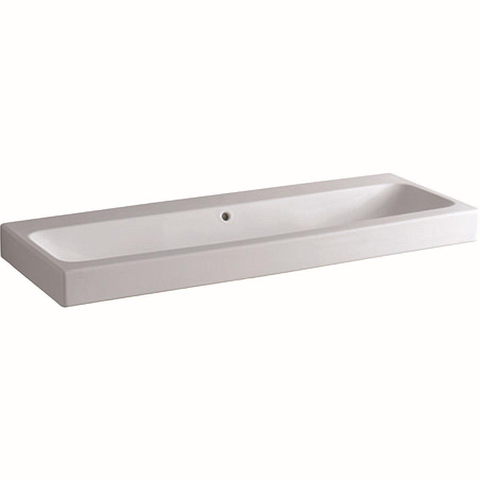 Geberit ICon wastafel - 120x48.5x16cm - 1 wasbak - 0 kraangaten - met overloopgat - keramiek - glans wit SW417141