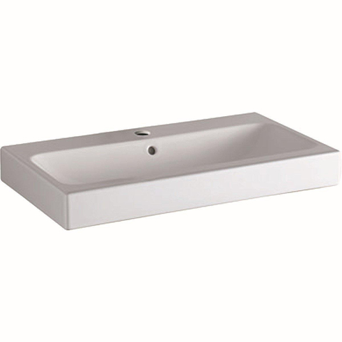 Geberit ICon wastafel - 75x48.5x15.5cm - 1 wasbak - 1 kraangat Midden - met overloopgat - keramiek - glans wit SW417239