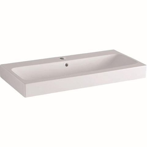 Geberit ICon wastafel - 90x48.5x16cm - 1 wasbak - 1 kraangat Midden - met overloopgat - keramiek - glans wit SW417251