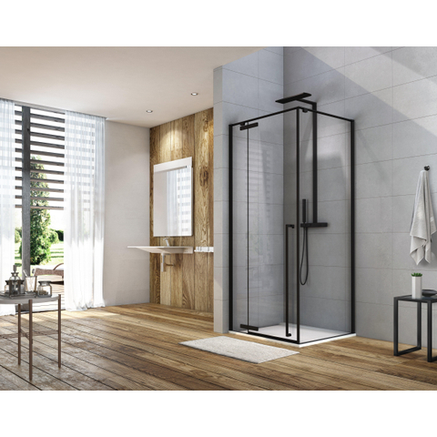 Royal Plaza Guard porte de douche - 90x200cm - porte pivotante - noir mat SW370069
