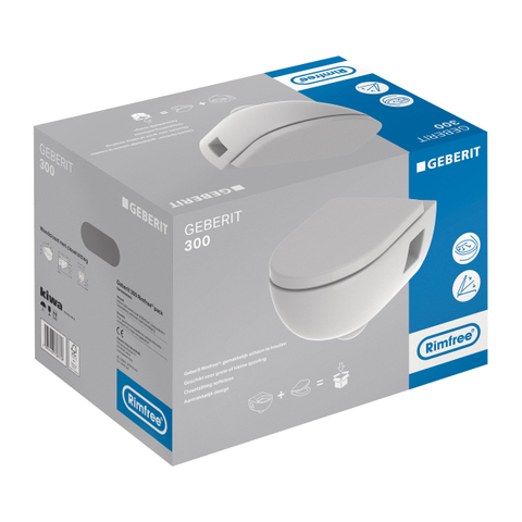 Geberit 300 Basic wandclosetpack - diepspoel - rimfree - 37x53cm - met softclose closetzitting - glans wit SW398922