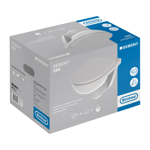Geberit 280 Basic hangtoilet – Rimfree – 36 x 53 cm – met softclose zitting – glans wit SW398971