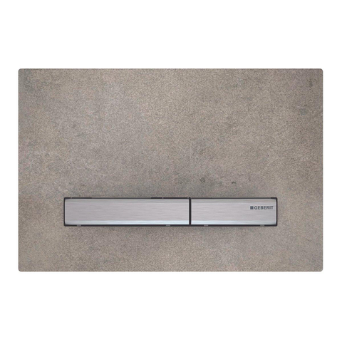 Geberit Sigma50 bedieningplaat, 2-toets spoeling frontbediening voor toilet 24.6x16.4cm chroom / betonlook SW420176