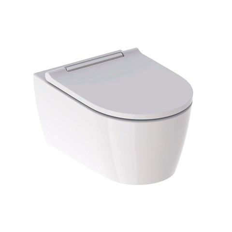 Geberit One pack Wandcloset - diepspoel - turboflush - 37x54cm - closetzitting - Designafdekking glansverchroomd - KeraTect - glans wit SW420205