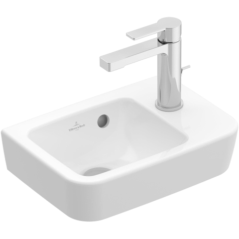 Villeroy & Boch O.novo fontein - 1 kraangat rechts - met overloop - 36x25cm - White Alpine (glans wit) SW445846