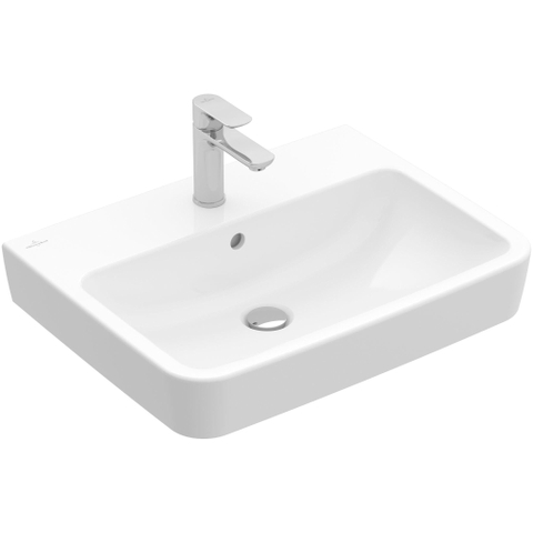 Villeroy & Boch O.novo wastafel - 55x46cm - met kraangat - zonder overloop CeramicPlus - geslepen - White Alpine (glans wit) SW448370