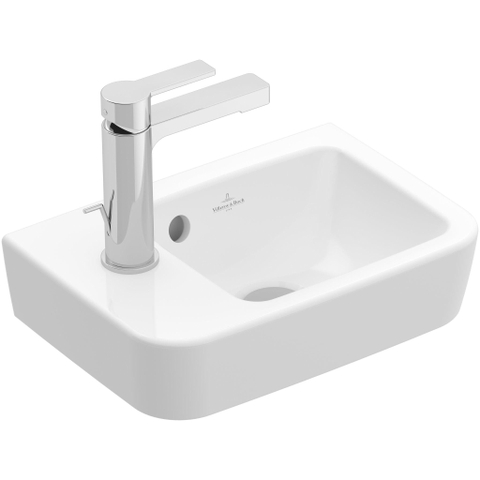 Villeroy & Boch O.novo fontein - 1 kraangat links - met overloop - 36x25cm - White Alpine (glans wit) SW445848