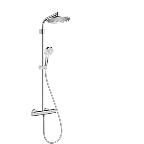 Hansgrohe Crometta S240 Vario - showerpipe - douchesysteem - thermostaat - hoofddouche Crometta S - 240 Rain - douchearm lengte 350 mm Crometta Vario - handdouche - doucheslang - hoogglans chroom SW105935
