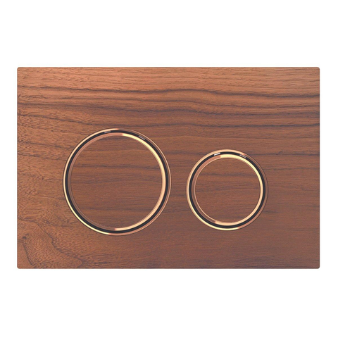 Plaque de commande Geberit Sigma50 - chasse d'eau à 2 boutons - rond - or rouge/noyer américain SW420627
